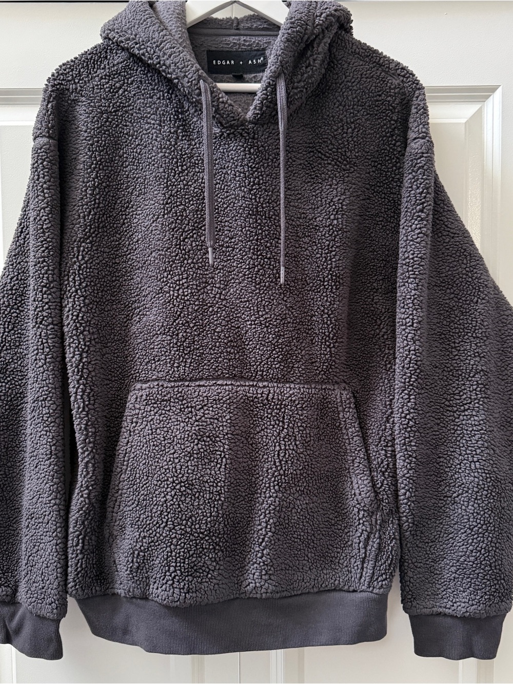 Edgar + Ash Gray Sherpa Long Sleeve Hoodie, Men’s Large